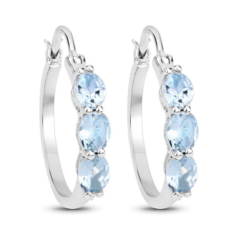 Pendientes de plata esterlina de 1.75 quilates de aguamarina genuina y diamante
