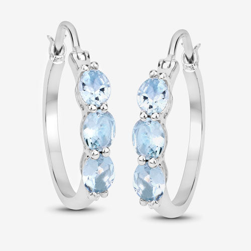 Pendientes de plata esterlina de 1.75 quilates de aguamarina genuina y diamante