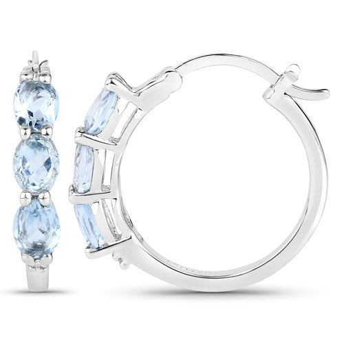 Pendientes de plata esterlina de 1.75 quilates de aguamarina genuina y diamante