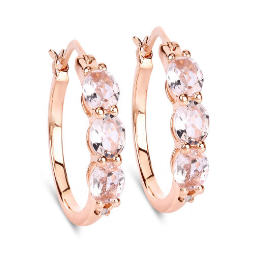 Boucles d'oreilles en argent sterling avec morganite et diamants de 1,63 carat