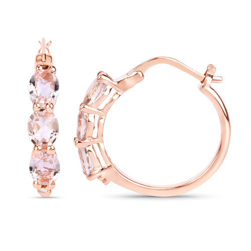 Boucles d'oreilles en argent sterling avec morganite et diamants de 1,63 carat