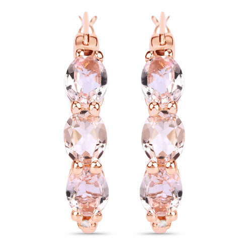 Boucles d'oreilles en argent sterling avec morganite et diamants de 1,63 carat