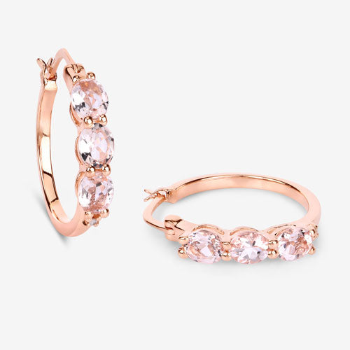 Boucles d'oreilles en argent sterling avec morganite et diamants de 1,63 carat