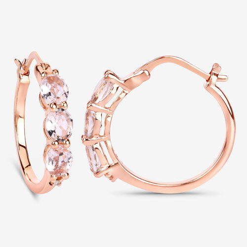 Boucles d'oreilles en argent sterling avec morganite et diamants de 1,63 carat