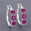 1.81 Carat Genuine Ruby and White Diamond Sterling Silver Earrings