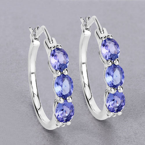 Boucles d'oreilles en tanzanite et diamants blancs de 1,99 carat