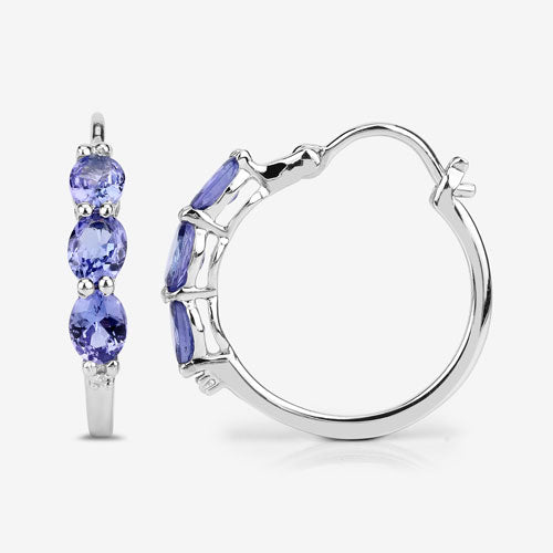 Boucles d'oreilles en tanzanite et diamants blancs de 1,99 carat