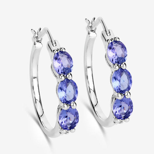 Boucles d'oreilles en tanzanite et diamants blancs de 1,99 carat