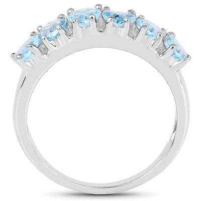 Bague en argent sterling avec topaze suisse bleue véritable de 1,68 carat