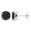 Boucles d'oreilles en diamant noir véritable de 4,25 carats en or blanc 14K