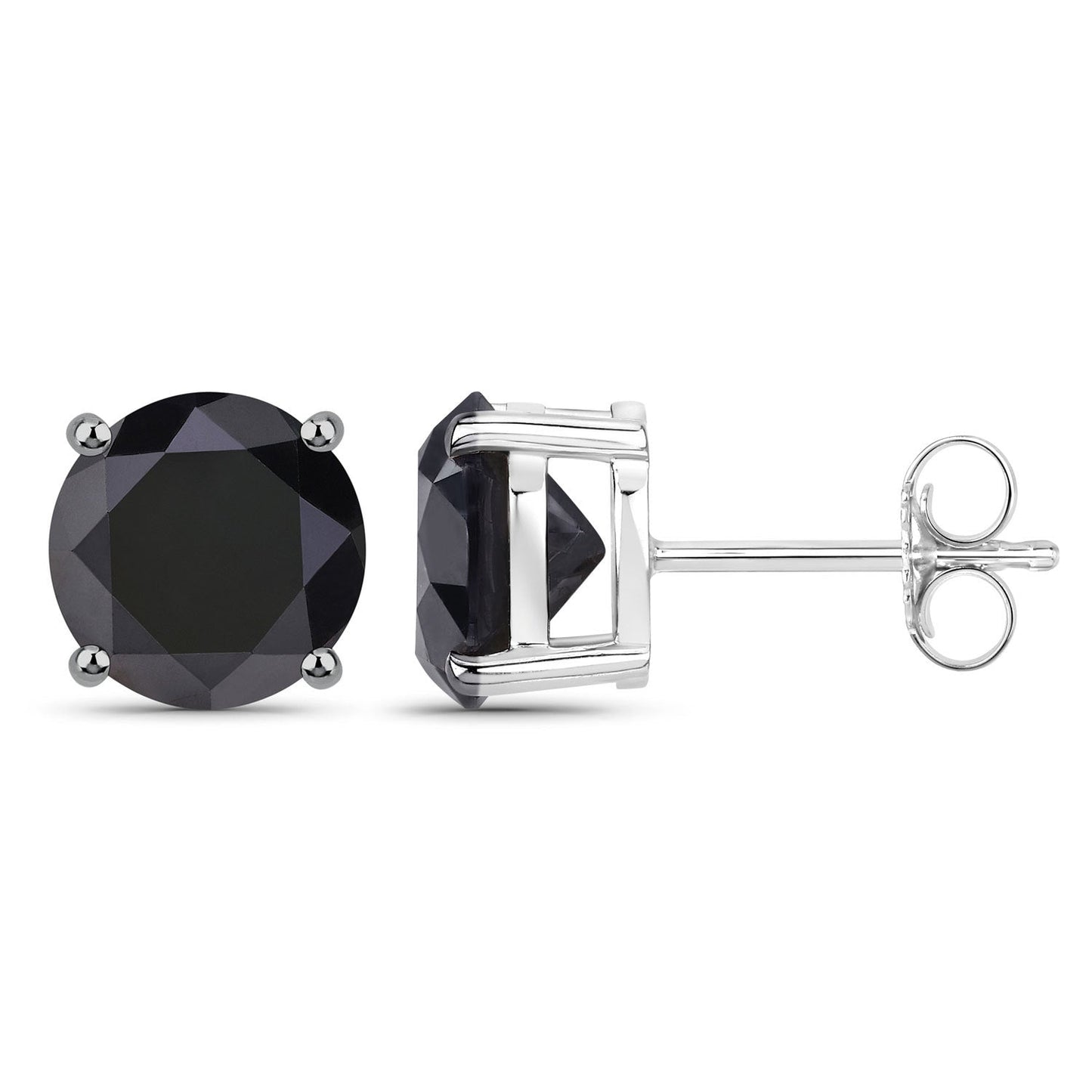 Boucles d'oreilles en diamant noir véritable de 4,25 carats en or blanc 14K