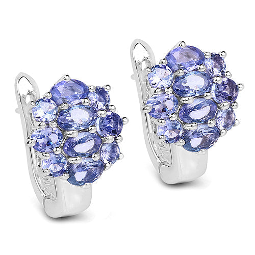 3.48 Carat Genuine Tanzanite Sterling Silver Earrings