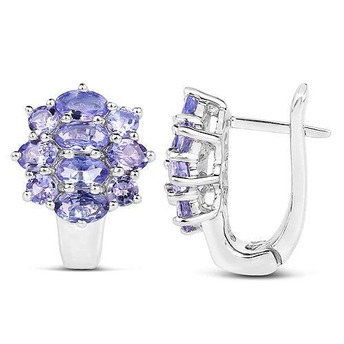 3.48 Carat Genuine Tanzanite Sterling Silver Earrings