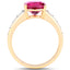 2.70 Carat Genuine Rubellite and White Diamond 14K Yellow Gold Ring