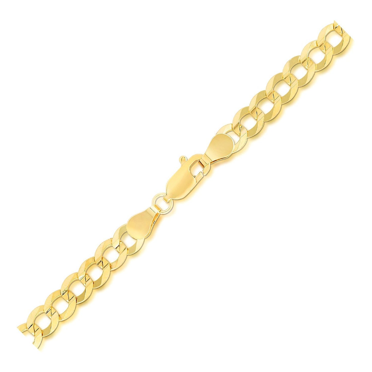 Bracelet en or jaune 14k solide à maillons de 5,7 mm