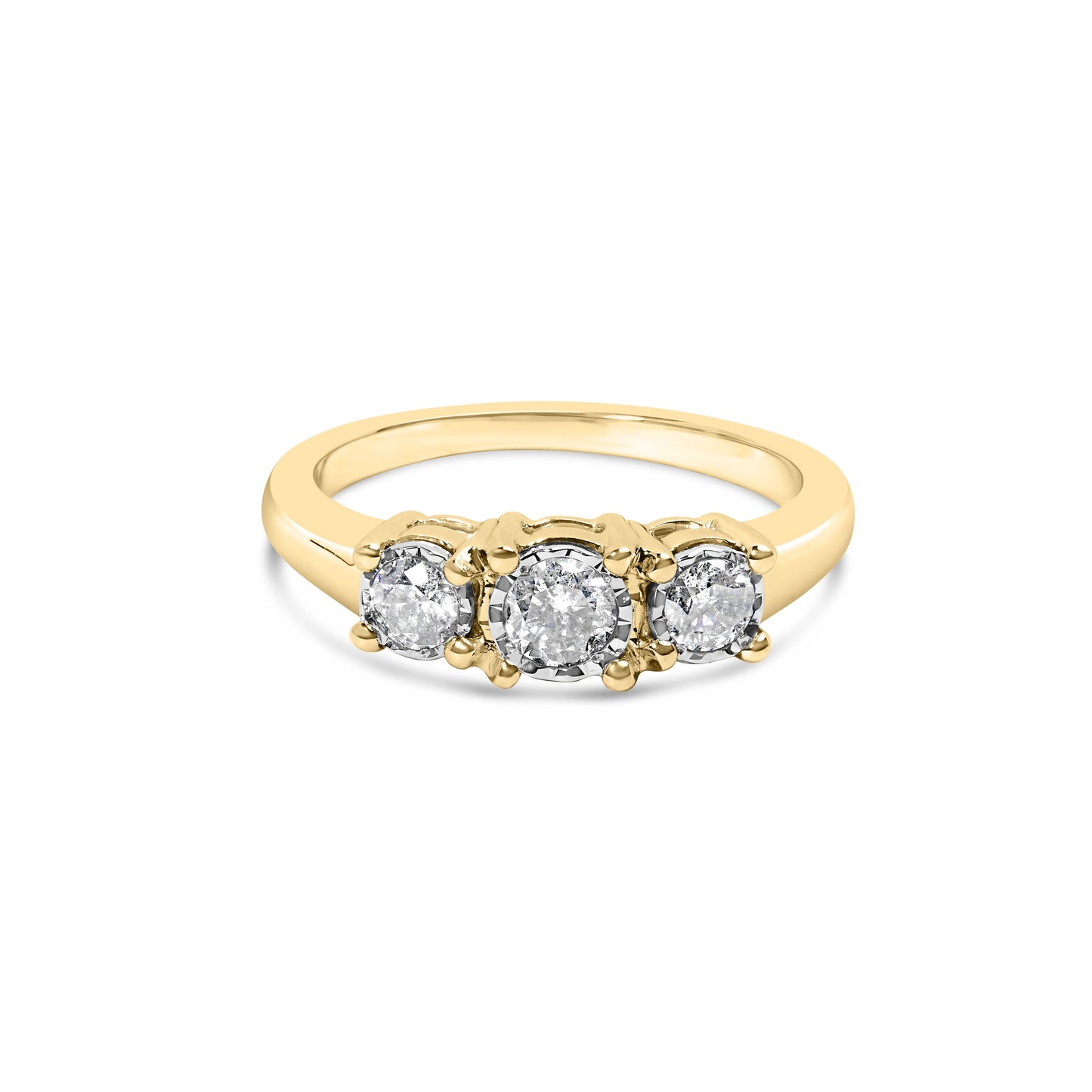 Anillo de Ilusión de Tres Piedras en Oro Amarillo de 10K 1/2 Cttw - Talla 7