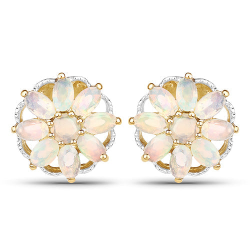 Pendientes de Ópalo Etíope Chapados en Oro Amarillo de 14K en Plata de Ley