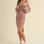 Ensemble de Cardigan Court Rayé et Robe Bodycon
