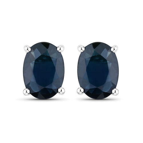 Boucles d'oreilles en saphir bleu véritable de 1,90 carat en or blanc 10K