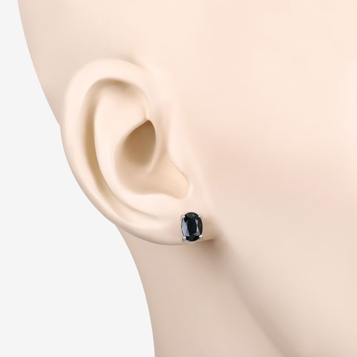 Boucles d'oreilles en saphir bleu véritable de 1,90 carat en or blanc 10K