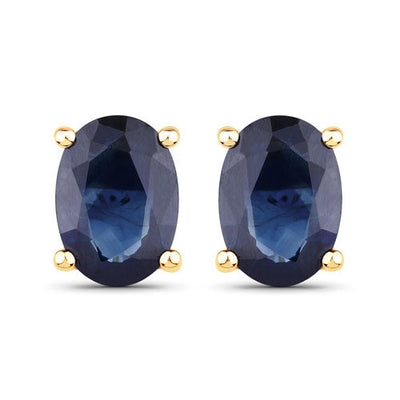 Pendientes de zafiro azul genuino de 1.90 quilates en oro amarillo de 10K