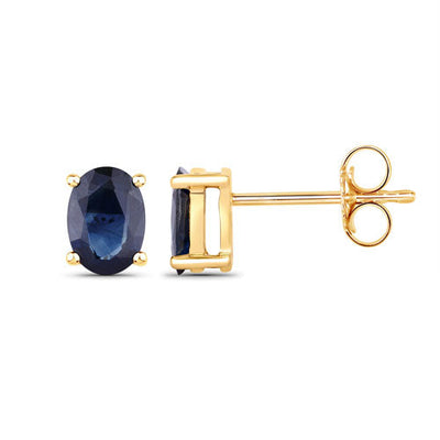 Pendientes de zafiro azul genuino de 1.90 quilates en oro amarillo de 10K