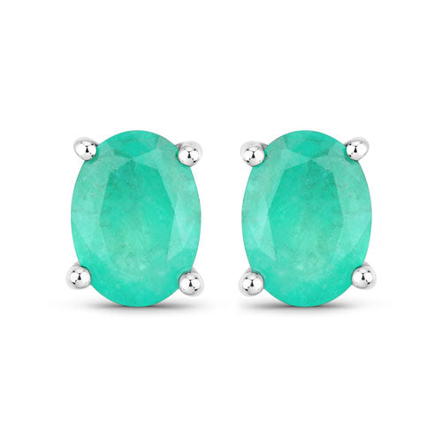 Boucles d'oreilles en or blanc 10K avec émeraudes zambiennes de 1,44 carat