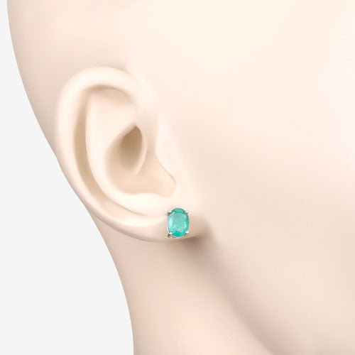 Boucles d'oreilles en or blanc 10K avec émeraudes zambiennes de 1,44 carat
