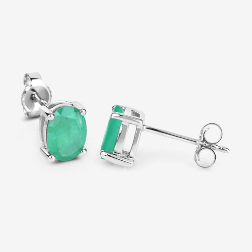 Boucles d'oreilles en or blanc 10K avec émeraudes zambiennes de 1,44 carat