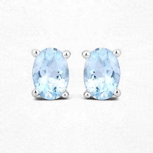 Boucles d'oreilles en argent sterling avec aquamarine véritable de 0,72 carat