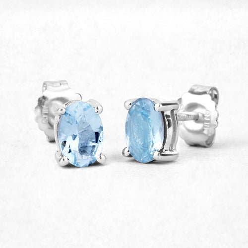 Boucles d'oreilles en argent sterling avec aquamarine véritable de 0,72 carat