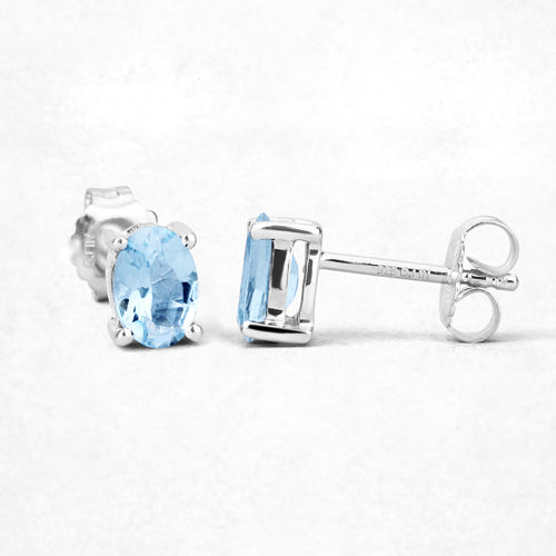 Boucles d'oreilles en argent sterling avec aquamarine véritable de 0,72 carat