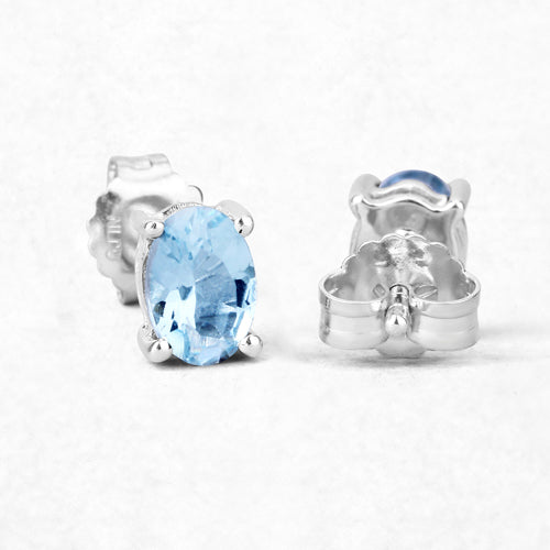 Boucles d'oreilles en argent sterling avec aquamarine véritable de 0,72 carat