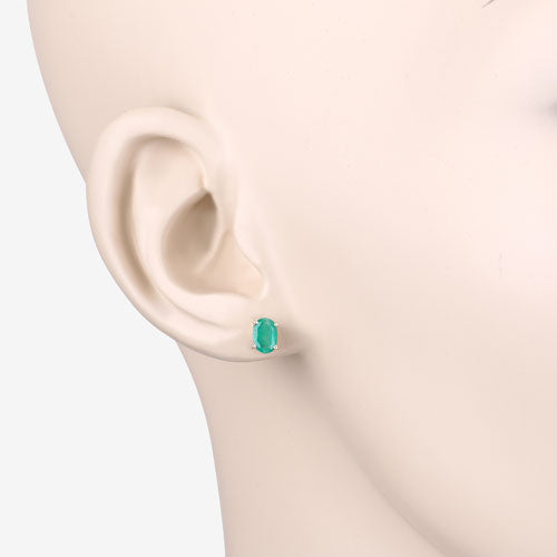 Boucles d'oreilles en or jaune 10K avec émeraude zambienne véritable de 0,88 carat