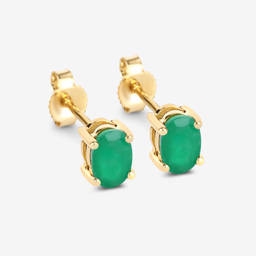 Boucles d'oreilles en or jaune 10K avec émeraude zambienne véritable de 0,88 carat