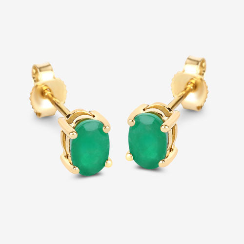 Boucles d'oreilles en or jaune 10K avec émeraude zambienne véritable de 0,88 carat