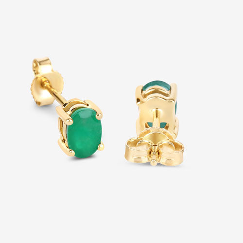 Boucles d'oreilles en or jaune 10K avec émeraude zambienne véritable de 0,88 carat