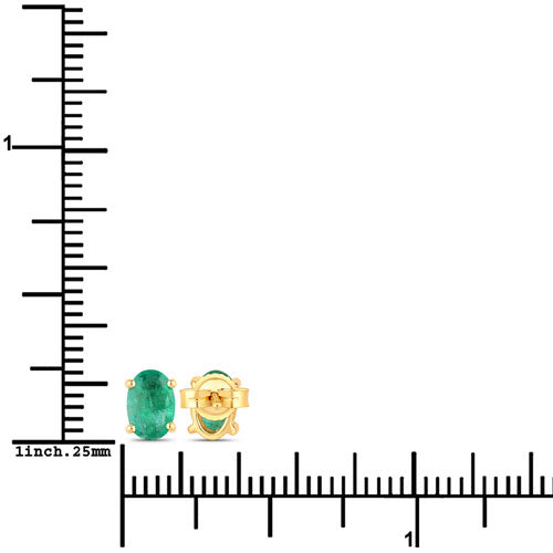 Boucles d'oreilles en or jaune 10K avec émeraude zambienne véritable de 0,88 carat