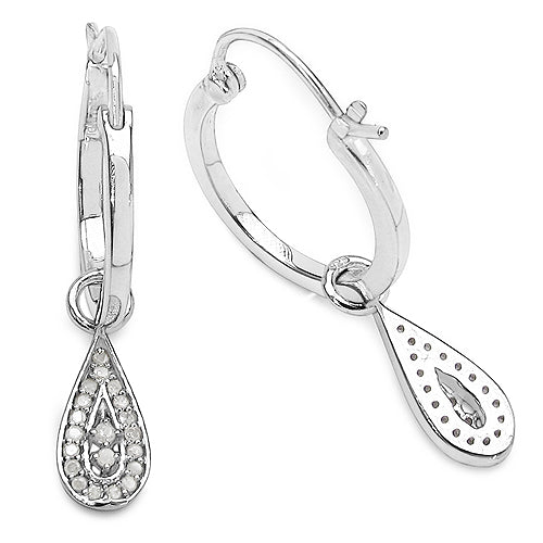 0.28 Carat Genuine White Diamond Sterling Silver Earrings