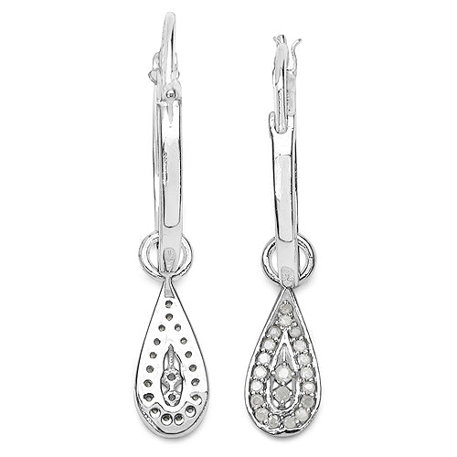 0.28 Carat Genuine White Diamond Sterling Silver Earrings