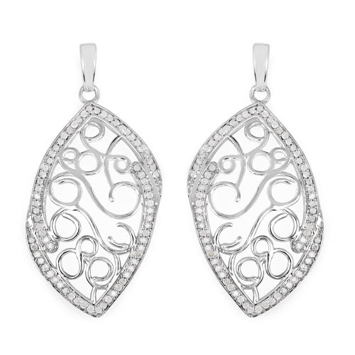 0.73 Carat Genuine White Diamond Sterling Silver Earrings