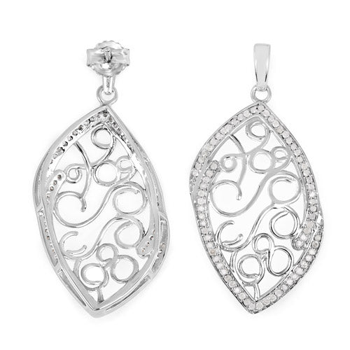 0.73 Carat Genuine White Diamond Sterling Silver Earrings