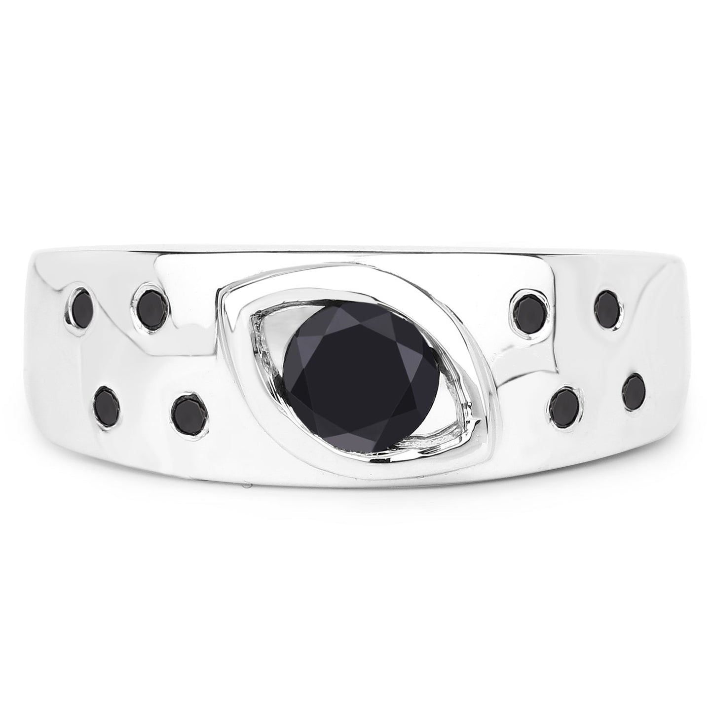 0.59 Carat Genuine Black Diamond Sterling Silver Engagement Ring