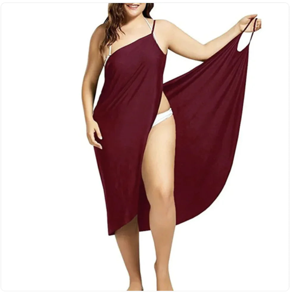 Robe de Plage à Bretelles Croisées de Couleur Unie