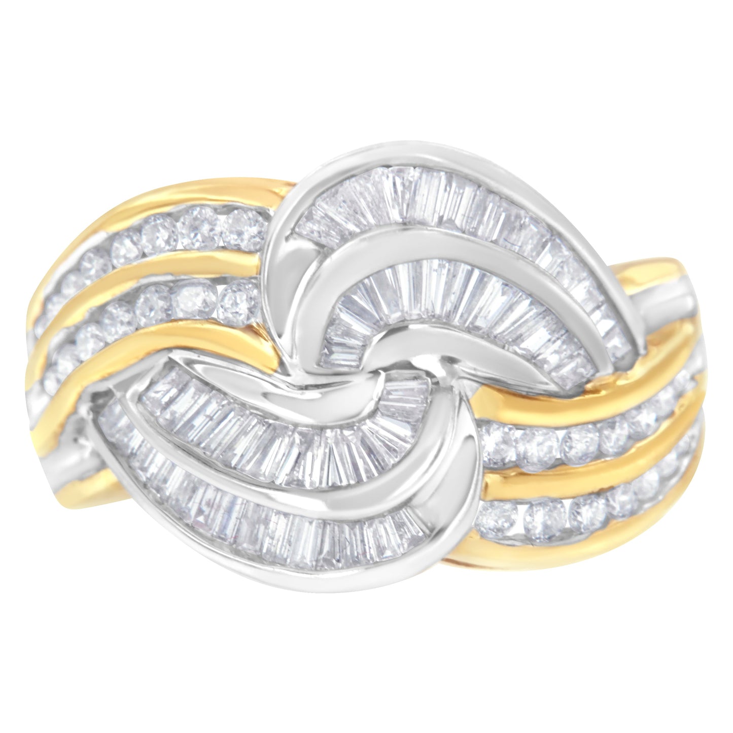 10KT Two-Toned Gold Diamond Bypass Ring