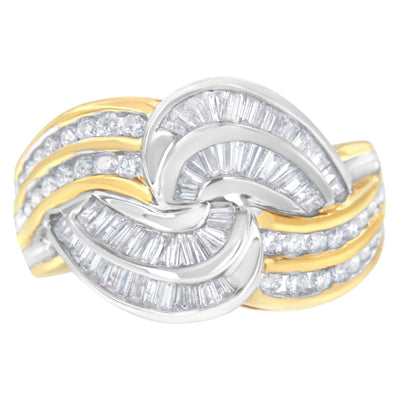 Bague Bypass en Diamant en Or Bicolore 10KT