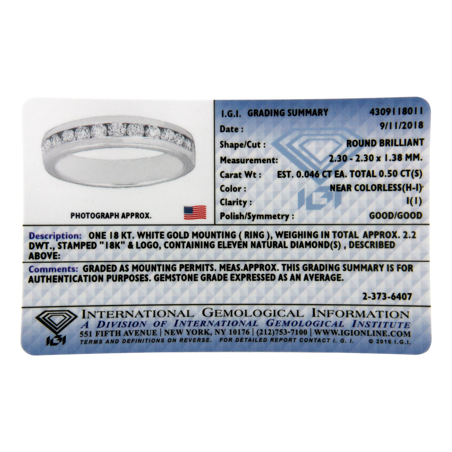 Anillo de boda de diamante redondo certificado IGI de 1/2 Cttw en oro blanco de 18K - Talla 7