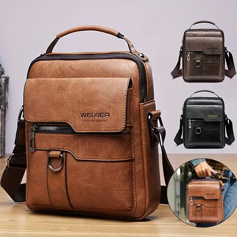 Sac messager pour homme premium - Sac bandoulière en PU cuir élégant