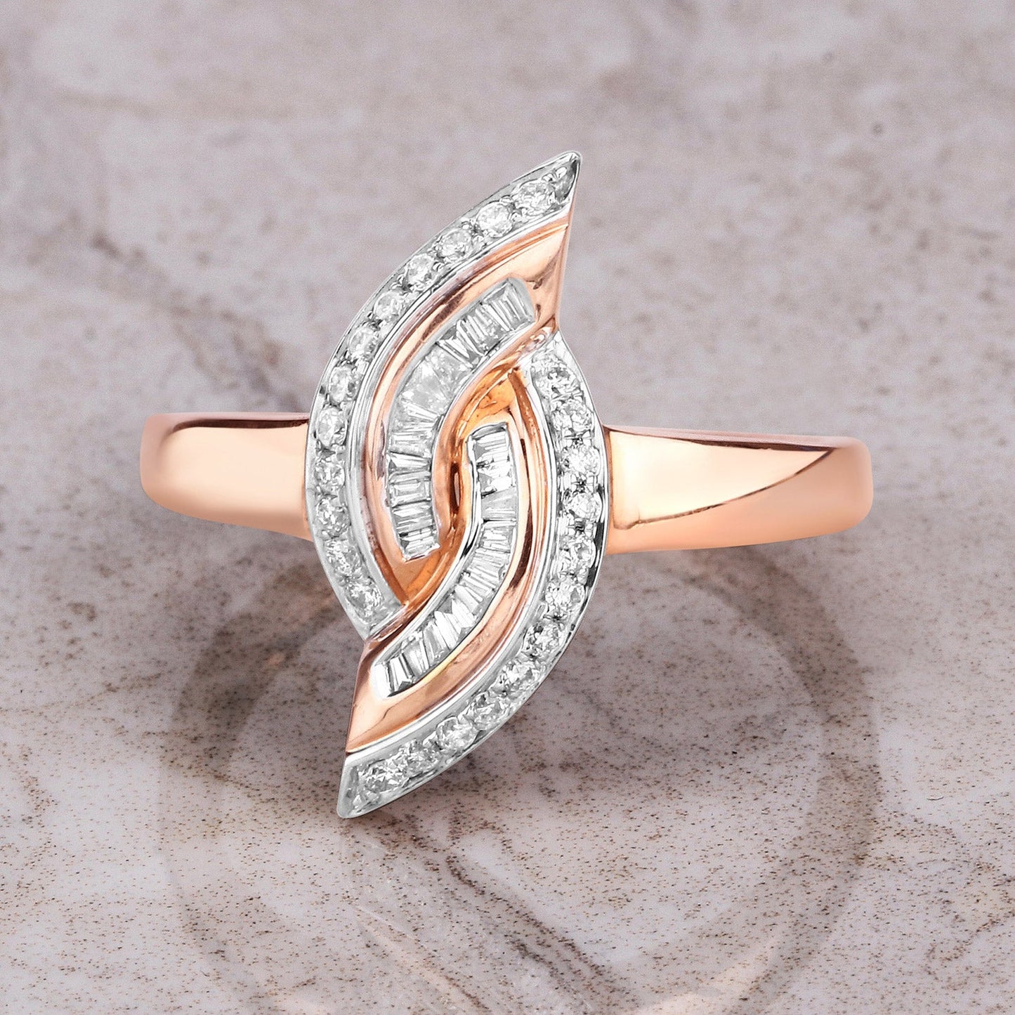 Anillo de Compromiso de Diamante Blanco Genuino de 0.29 Quilates en Oro Rosa de 14K