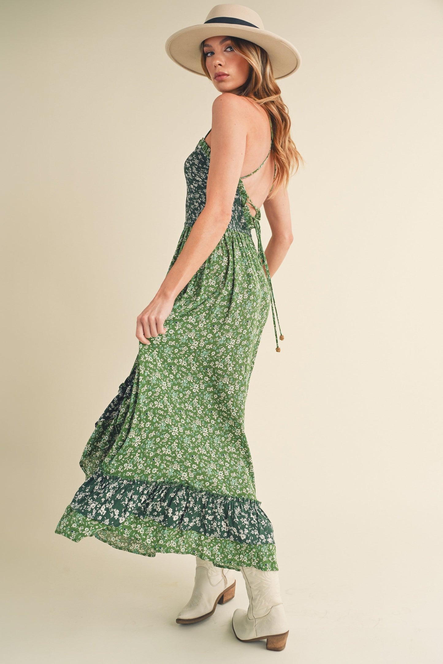 Ditsy Floral Ruffled Hem Maxi Cami Dress for Women